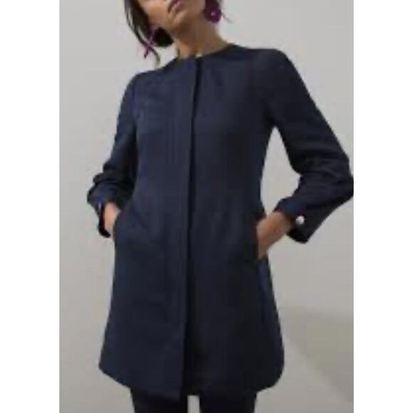 Chicos Faille Topper Jacket Zippered Lined Womens Size 2 US Large Blue 570342889 - Picture 1 of 12